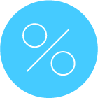 Tax logo: a blue circle with a percentage sign in it.