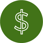 Wealth Management logo: a green circle with a dollar sign in it.
