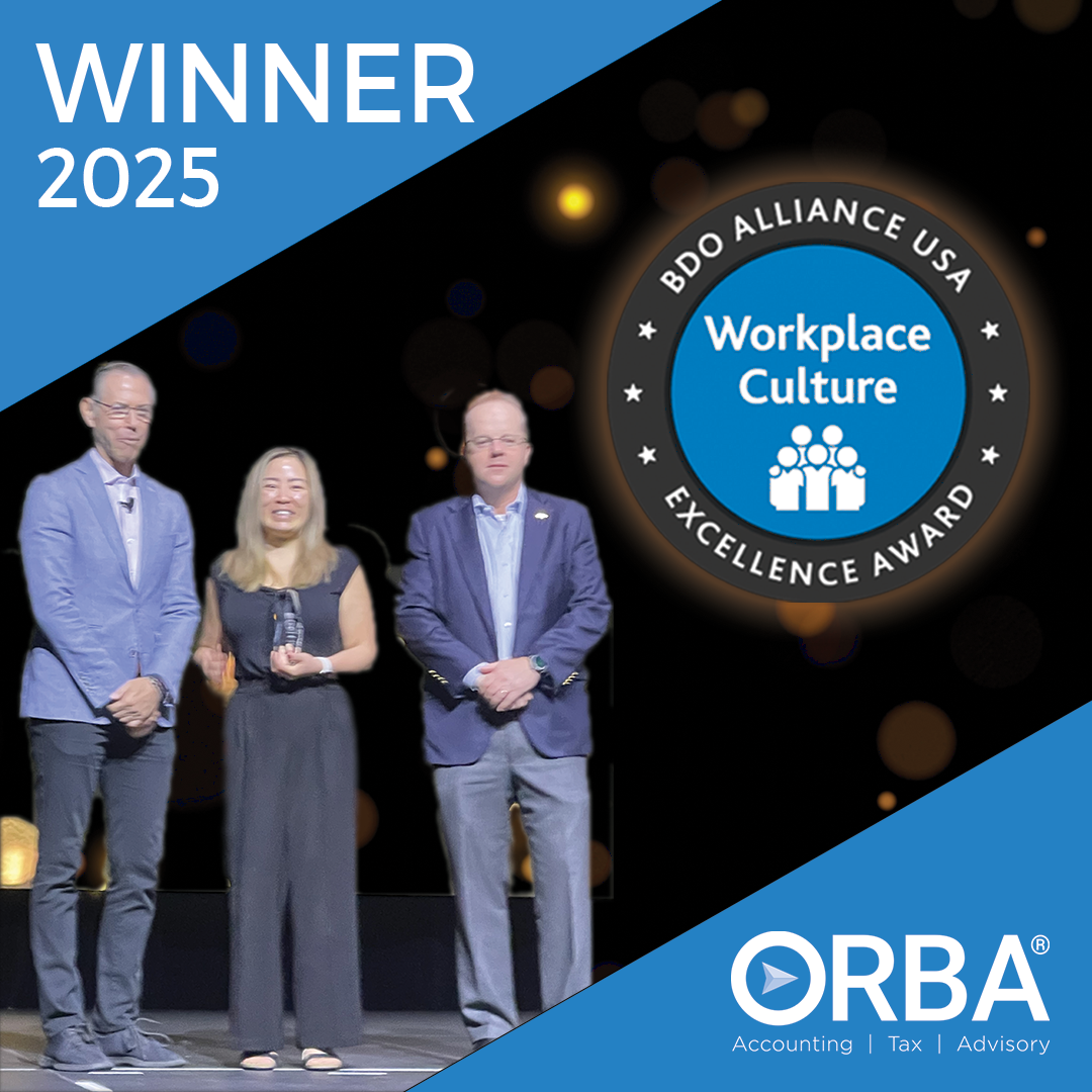 ORBA leadership accepts BDO Workplace Culture Award.